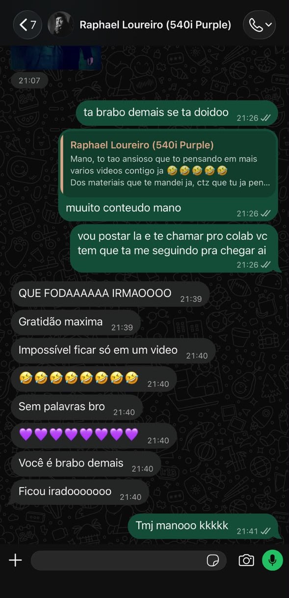 Print da conversa de WhatsApp com Raphael Loureiro