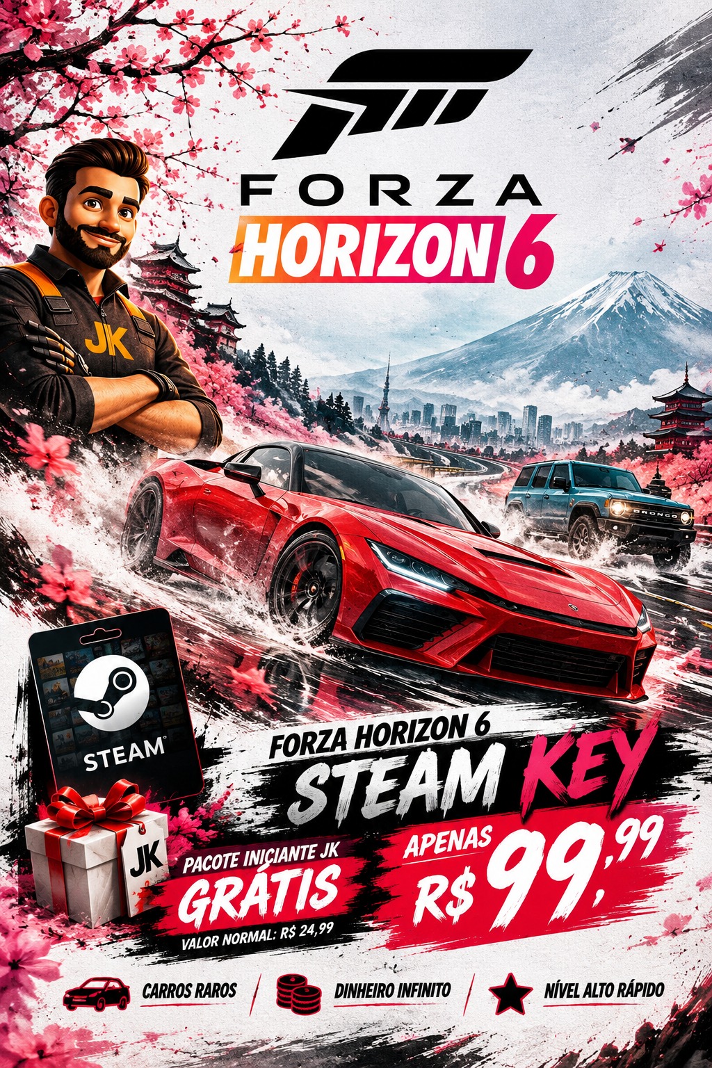 Forza Horizon 6 - Licença Digital Steam + Pacote Iniciante JK